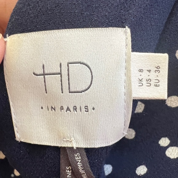 Anthro Tallulah Wide Leg Jumpsuit Navy Polka Dot V Neck Flowy Resort 4 Coastal - Picture 4 of 8